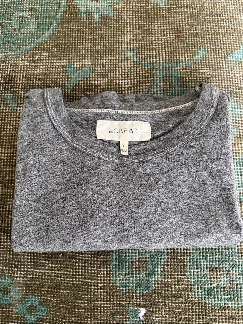 THE GREAT. Heather Grey Crewneck T shirt Size 2